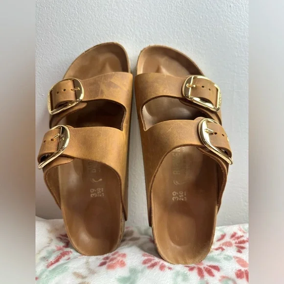 Birkenstock Arizona Big Buckle Slide Sandal
Color: Antique Cognac Oiled Leather - Picture 5 of 8